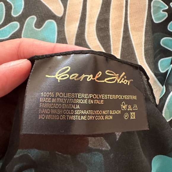 New Carol Wior Animal Print Scarf Sarong Brown/Black/Blue, Sz 60,5”x46,5” - Picture 5 of 10